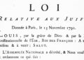 13 novembre 1791 : Promulgation de la Loi qui déclare les Juifs égaux aux Français