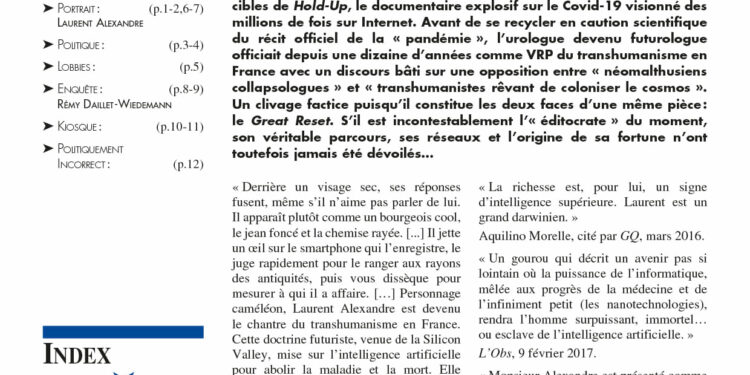 Nouveauté : Faits & Documents n° 491 – Portrait : Laurent Alexandre — Enquête : Rémy Daillet-Wiedemann