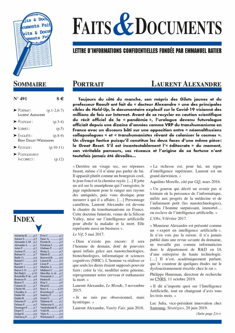 Nouveauté : Faits & Documents n° 491 - Portrait : Laurent ...