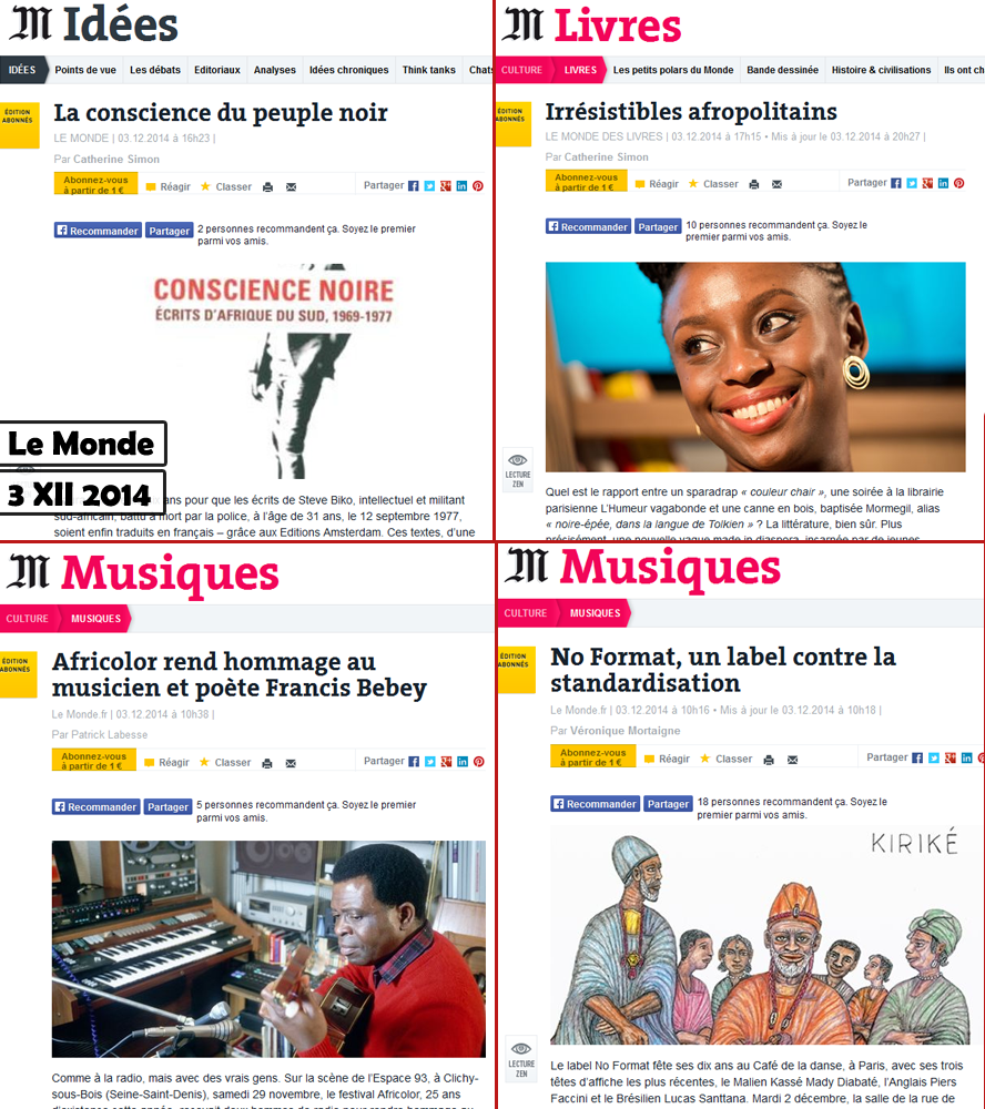 Le Monde, journal afrolatres
