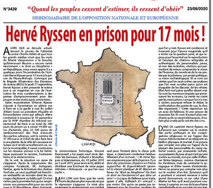 Hervé Ryssen en prison pour 17 mois !