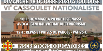 VIe Cassoulet Nationaliste à Toulouse – Dimanche 18 octobre 2020