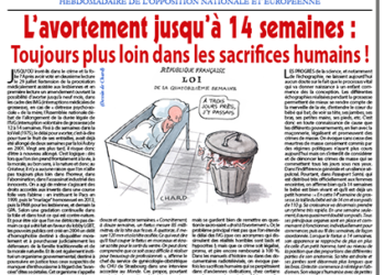 L’avortement jusqu’à 14 semaines :  Toujours plus loin dans les sacrifices humains !