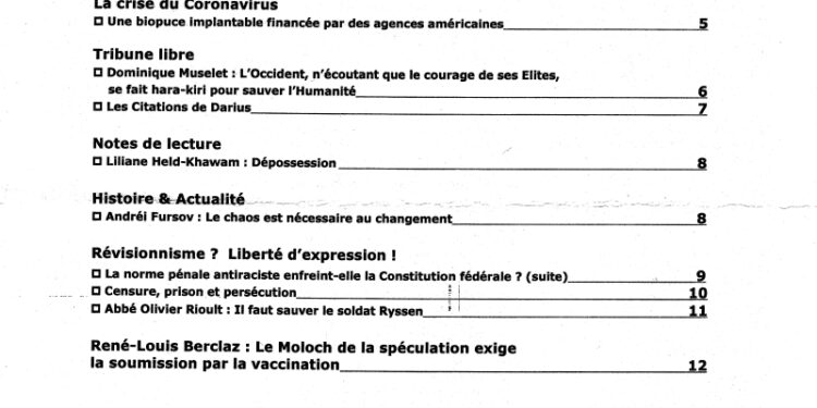 Nouveauté : Courrier du Continent – n°623 – Novembre 2020
