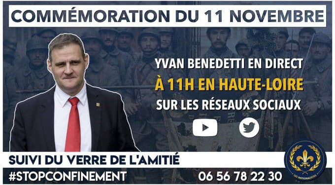 11 novembre à 11 heures en direct sur les réseaux sociaux : Yvan Benedetti en Haute-Loire #STOPCONFINEMENT