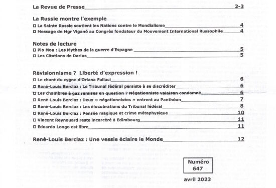 Courrier du Continent : La Russie montre l’exemple !