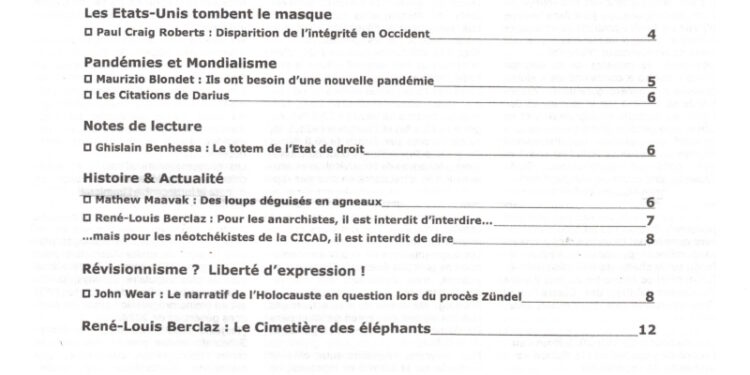 Courrier du Continent : Les États-Unis tombent le masque – Pandémies et mondialisme