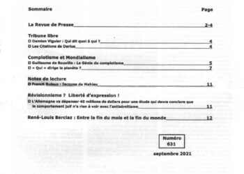 Périodique – Nouveauté : Courrier du Continent – n°631 – Septembre 2021