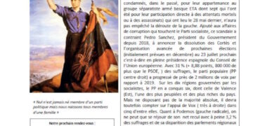 Lettre des Amitiés Franco-Espagnoles : Les mensonges de la gauche espagnole