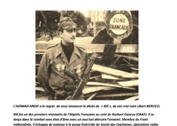 L’ADIMAD-MRAF annonce le décès de Libert Nerucci, ancien du Front Nationaliste
