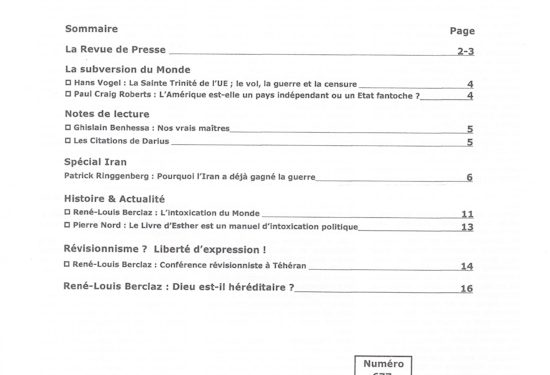La subversion du monde – Courrier du Continent