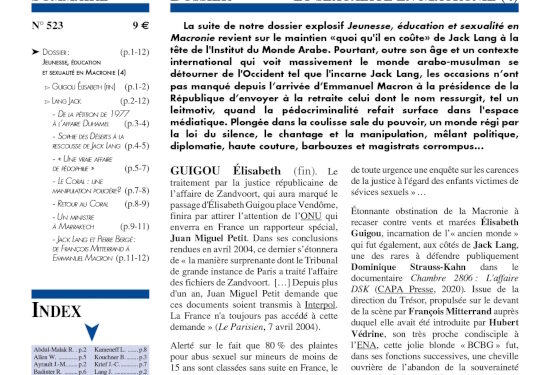 Faits & Documents – Jeunesse, éducation et sexualité en Macronie (4)