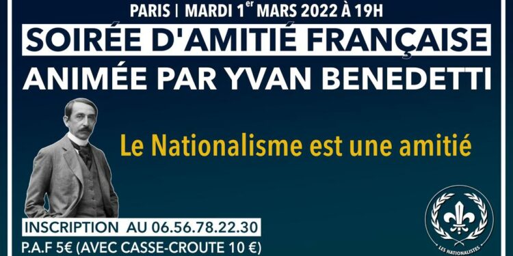 Soirée d’Amitié française animée par Yvan Benedetti – Paris – 1er mars 2022