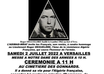 ADIMAD-MRAF : Hommage à Roger DEGUELDRE le 2 juillet 2022 à Versailles