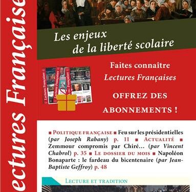 Revue – Nouveauté : Les enjeux de la liberté scolaire – Lectures Françaises