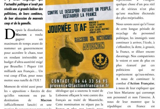 L’Écho d’AF : Contre le désespoir, refaire un peuple, restaurer la France