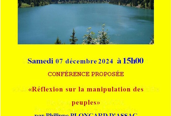 « Réflexion sur la manipulation des peuples » – P. Ploncard d’Assac – 7 décembre – Savoie