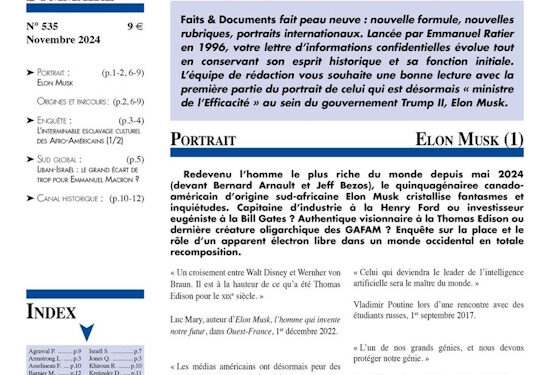 Faits & Documents : Qui est Elon Musk ? (1)
