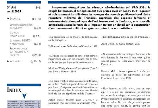 Faits & Documents : La destruction de la famille (2) : l’offensive LGBT