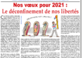 Nos vœux pour 2021 :  Le déconfinement de nos libertés