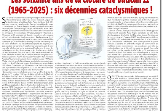 Les soixante ans de la clôture de Vatican II (1965-2025) : six décennies cataclysmiques ! – Rivarol