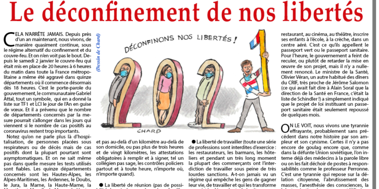 Nos vœux pour 2021 :  Le déconfinement de nos libertés