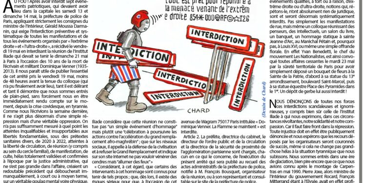 Interdiction de la réunion de l’Institut Iliade : cette fois, c’est sûr, nous sommes bien entrés en tyrannie !