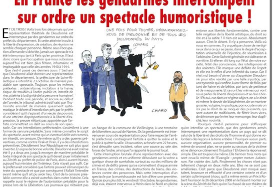 En France les gendarmes interrompent sur ordre un spectacle humoristique ! – Rivarol