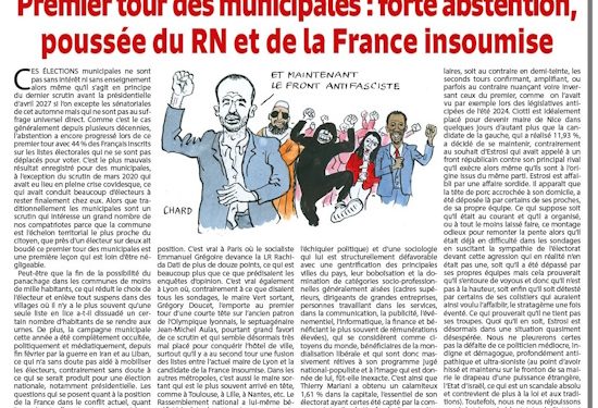 Premier tour des municipales : forte abstention, poussée du RN et de la France insoumise – Rivarol