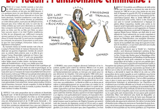 Loi Yadan : l’antisionisme criminalisé !   – Rivarol