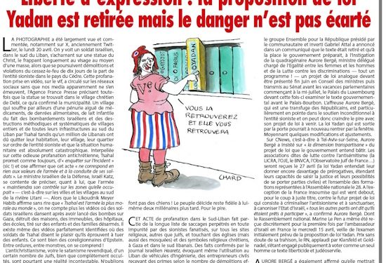 Liberté d’expression : la proposition de loi Yadan est retirée mais le danger n’est pas écarté  – Rivarol