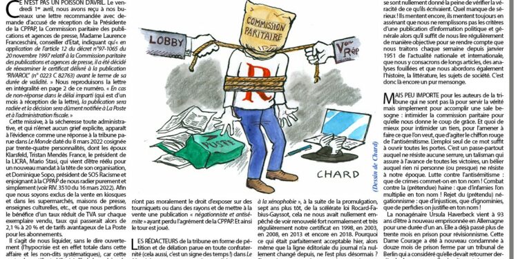 Rivarol : Les pressions de Klarsfeld ont payé : RIVAROL va perdre l’agrément de la commission paritaire !