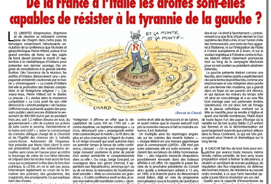 Rivarol : De la France à l’Italie les droites sont-elles capables de résister à la tyrannie de la gauche ?