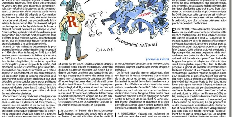 Rivarol : La contre-religion de l’avortement et de la Shoah