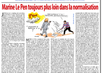 Marine Le Pen toujours plus loin dans la normalisation