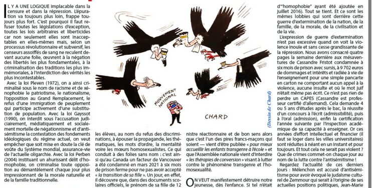 Hebdomadaire – Nouveauté : Une étape est franchie : six mois de prison ferme requis contre le directeur de RIVAROL !