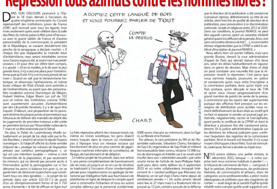 Répression tous azimuts contre les hommes libres !