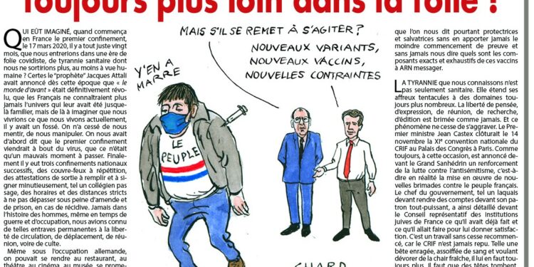Hebdomadaire – Nouveauté : Tyrannie sanitaire et police de la pensée : toujours plus loin dans la folie !