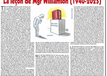Rivarol : La leçon de Mgr Williamson (1940-2025)