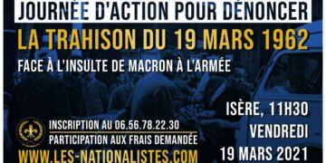 Contre la trahison du 19 mars 1962 et l’insulte de Macron à l’armée – Isère – 19 mars 2021